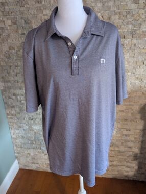 Travis Mathew The Zinna Polo Shirt Mens XL Purple Stripe Pima Cotton Blend